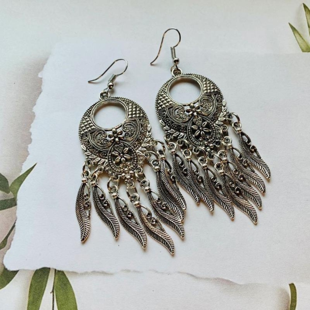 Silver Boho Dangle Earrings